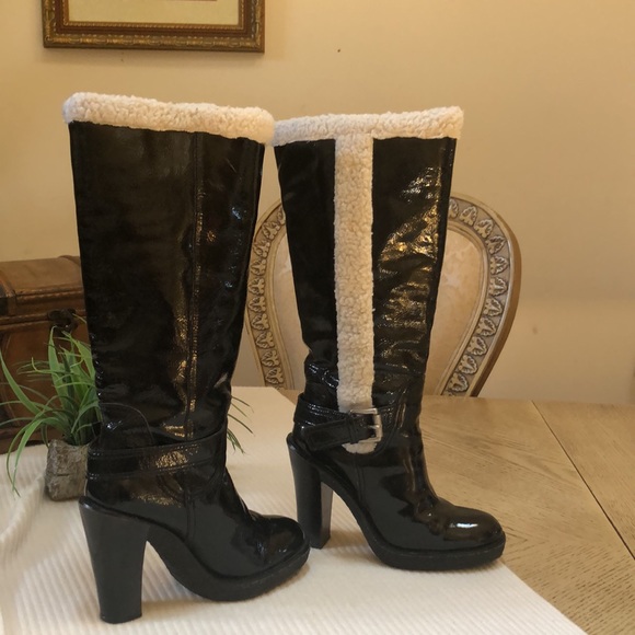 Michael Kors knee Boots black patent faux fur - Picture 13 of 15